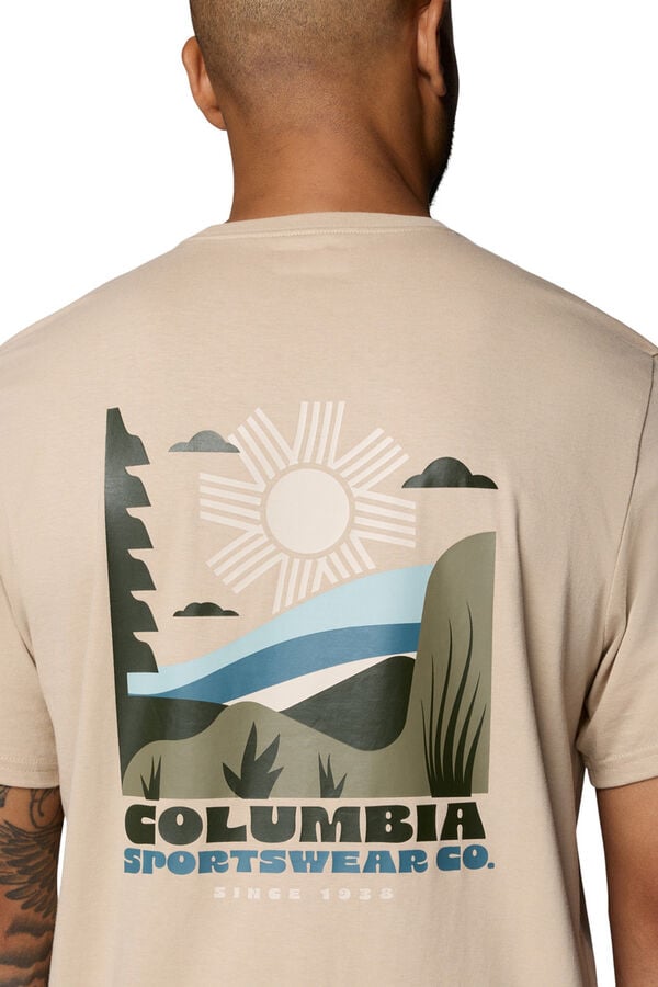Columbia T-shirt com estampado de natureza nas costas cru