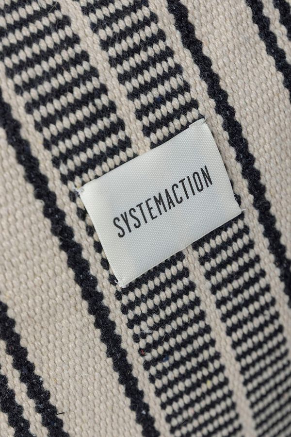 Systemaction Mala de tecido &agrave;s riscas preto