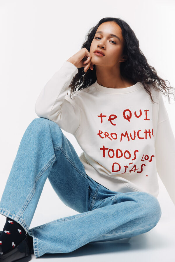 Springfield Sweatshirt "Te quiero mucho todos los d&iacute;as" bege