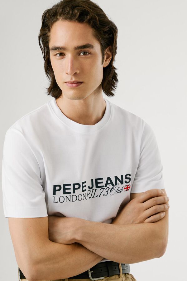 Pepe Jeans Camiseta Logo Estampado Fit Regular blanco