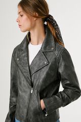 Pepe Jeans Blusão biker efeito pele preto