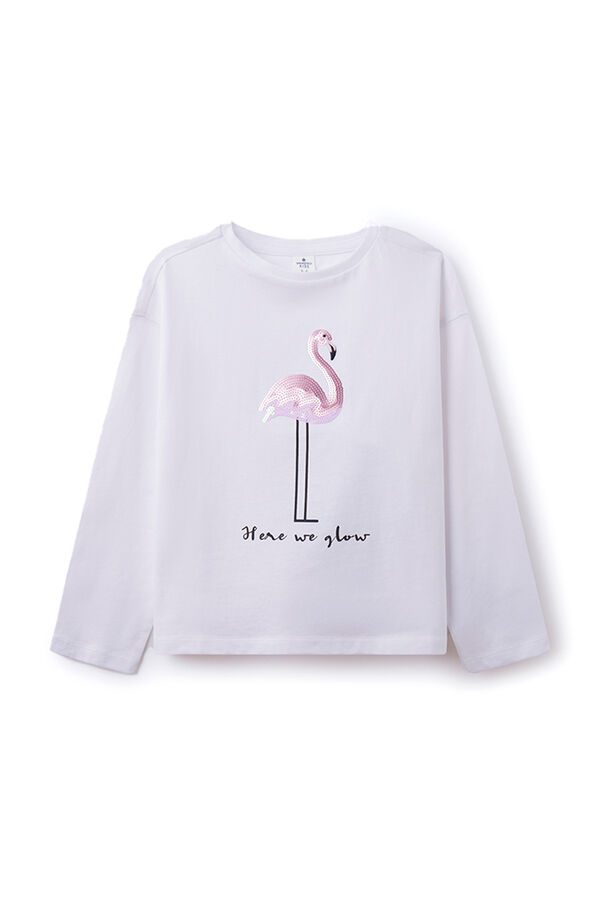 Springfield Girls' flamingo T-shirt white