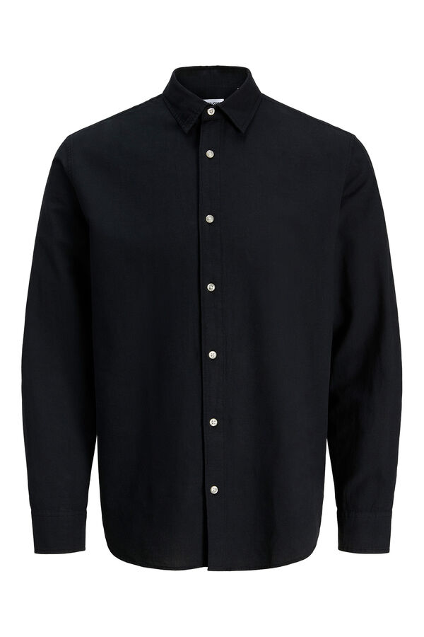 Jack & Jones Fine linen long sleeve shirt black