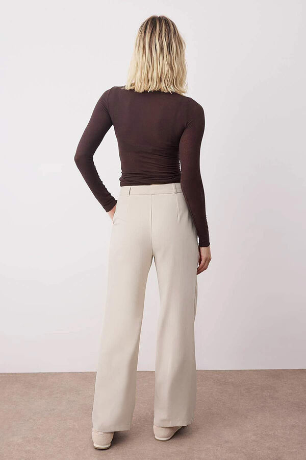 Trendyol Cal&ccedil;a de alfaiataria reta cinzento