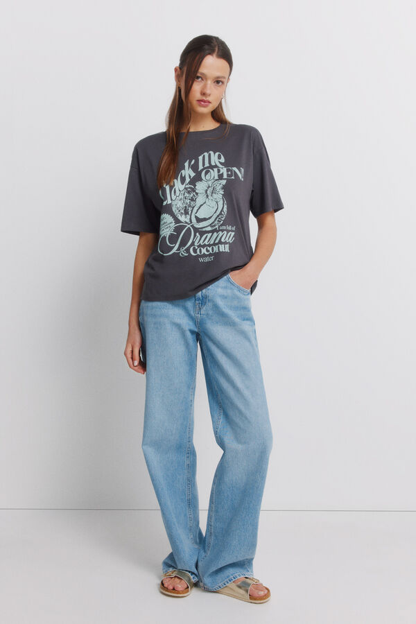Springfield T-shirt manga curta tropical cinzento
