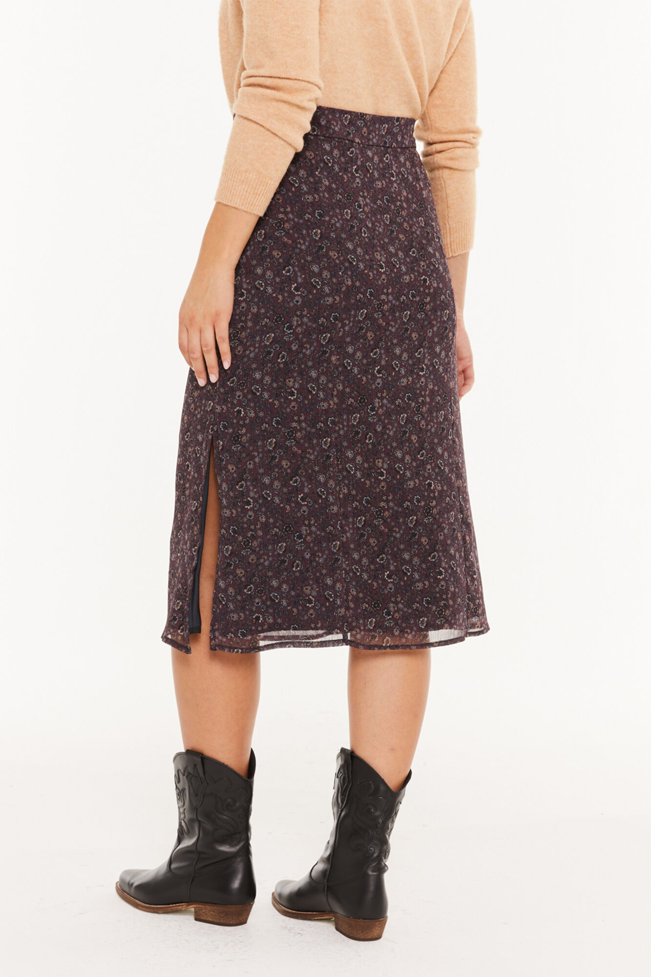 System Action Saia midi pequena com estampado floral