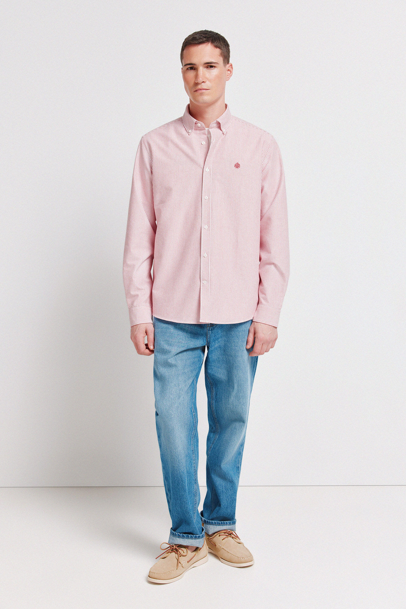 Springfield Camisa oxford &agrave;s riscas sem vincos