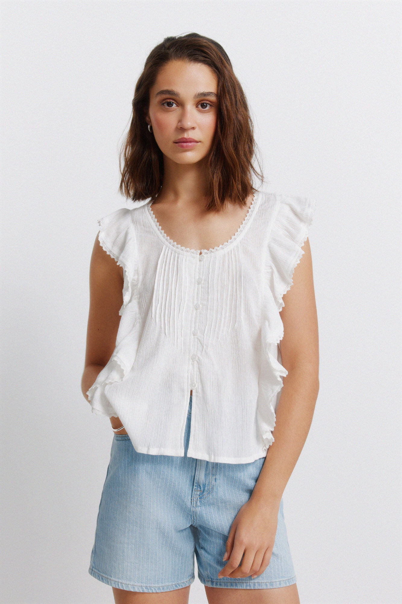 Springfield Blusa com folhos rom&acirc;ntica