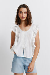 Springfield Blusa com folhos rom&acirc;ntica branco