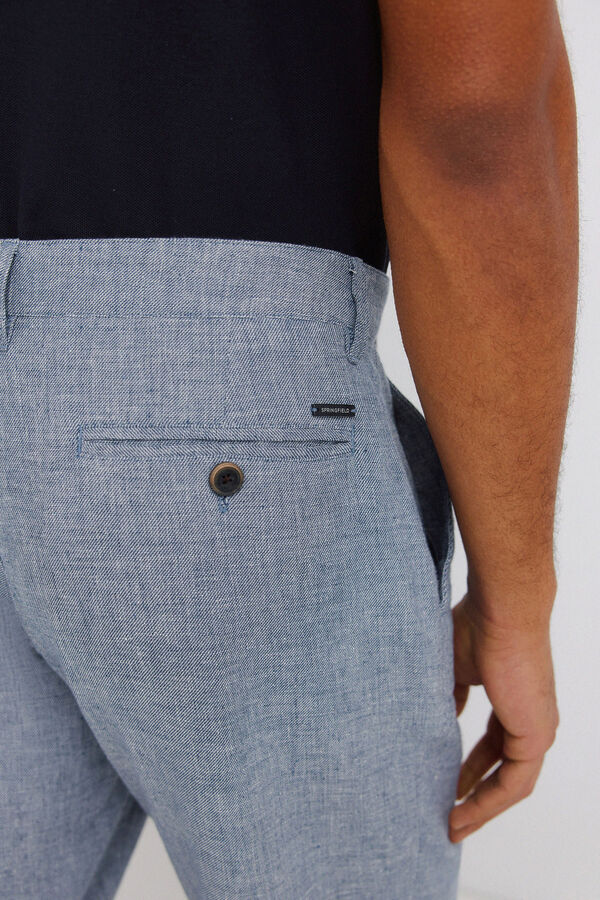 Springfield Bermudas de linho dobby comfort fit azul