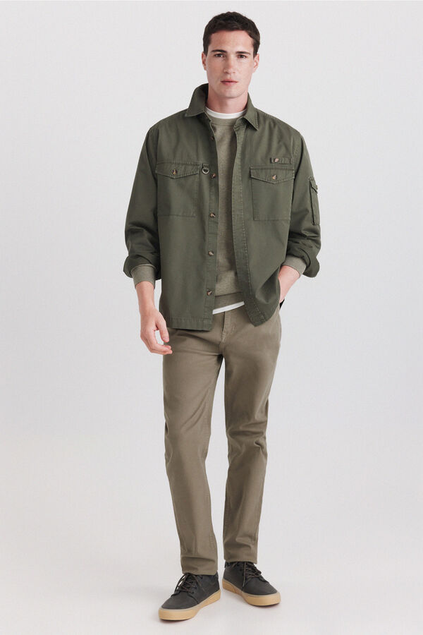 Springfield Camisola b&aacute;sica gola redonda Caqui escuro