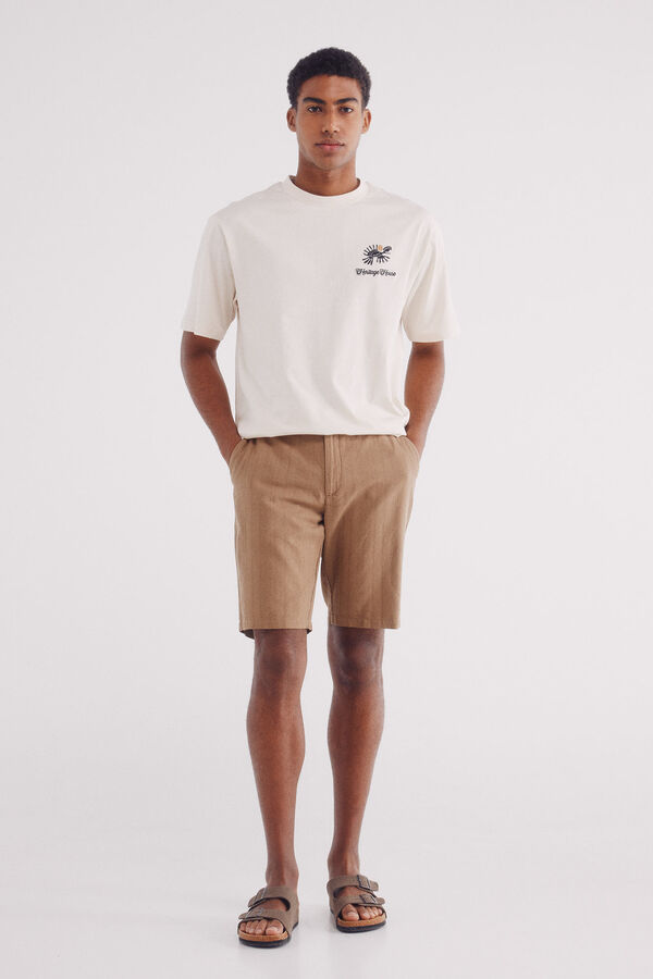 Springfield Camiseta bordado étnica branco