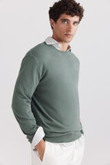Springfield Camisola b&aacute;sica gola redonda verde