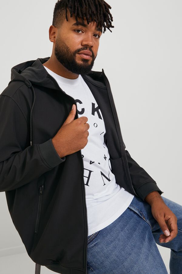 Jack & Jones PLUS Blus&atilde;o softshell com capuz preto
