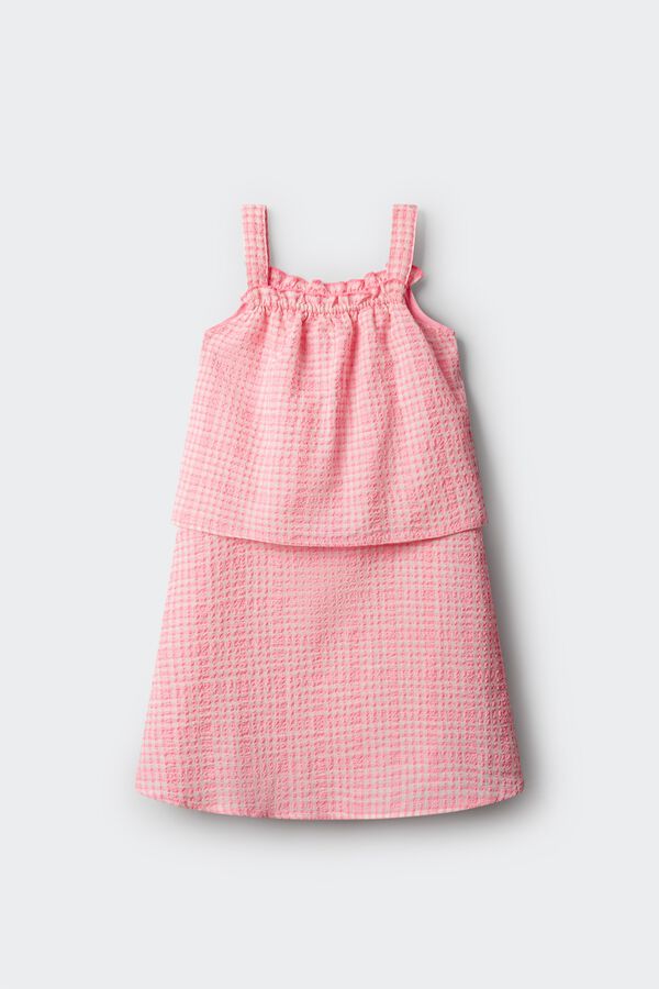 Springfield Kids Vestido duplo estampado vichy menina rosa