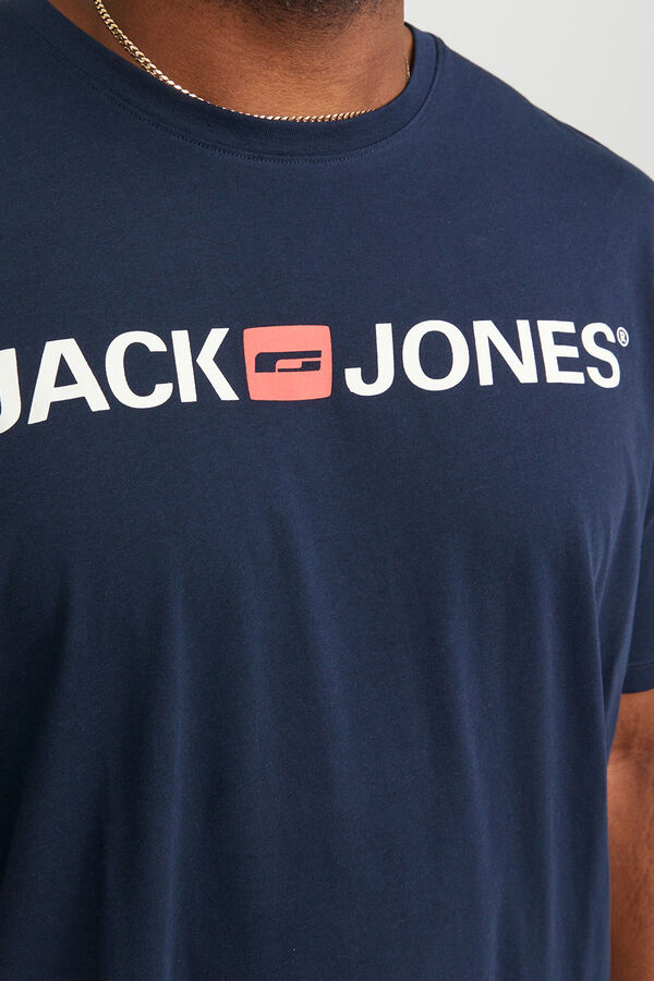 Jack & Jones PLUS T-shirt b&aacute;sica logo  azul