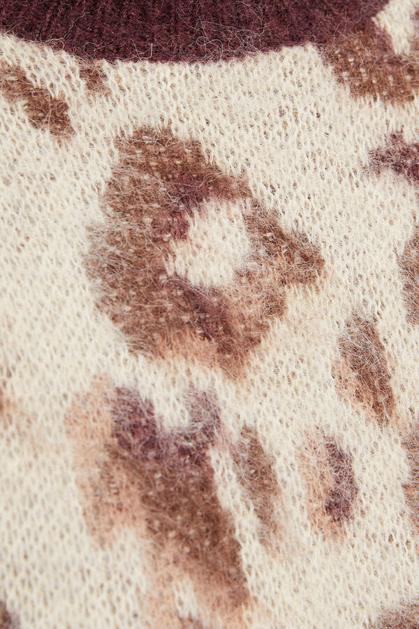 System Action Camisola jacquard com estampa animal bege