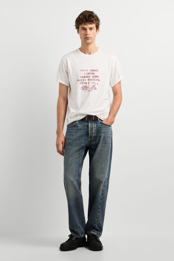 Pepe Jeans T-shirt de manga curta estampada bege