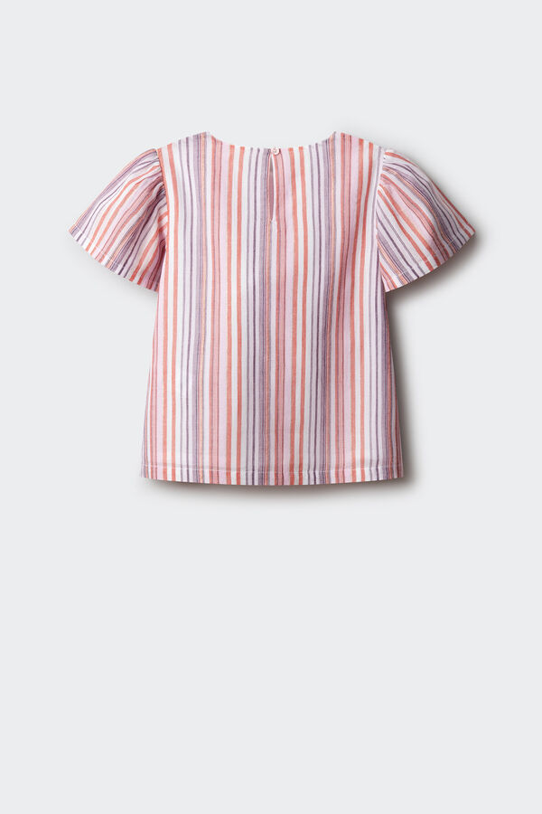 Springfield Kids Blusa manga curta &agrave;s riscas de lurex menina rosa