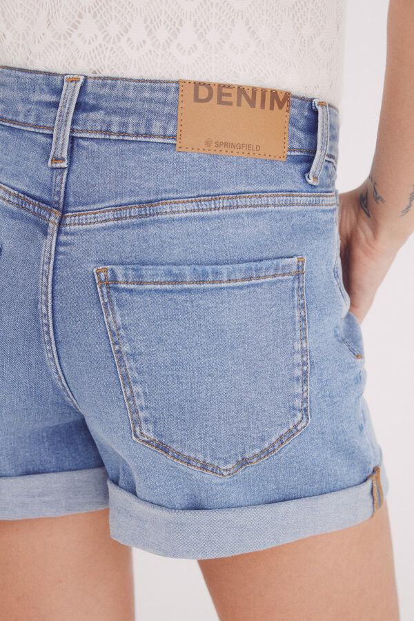 Springfield Shorts jeans de algodão azul