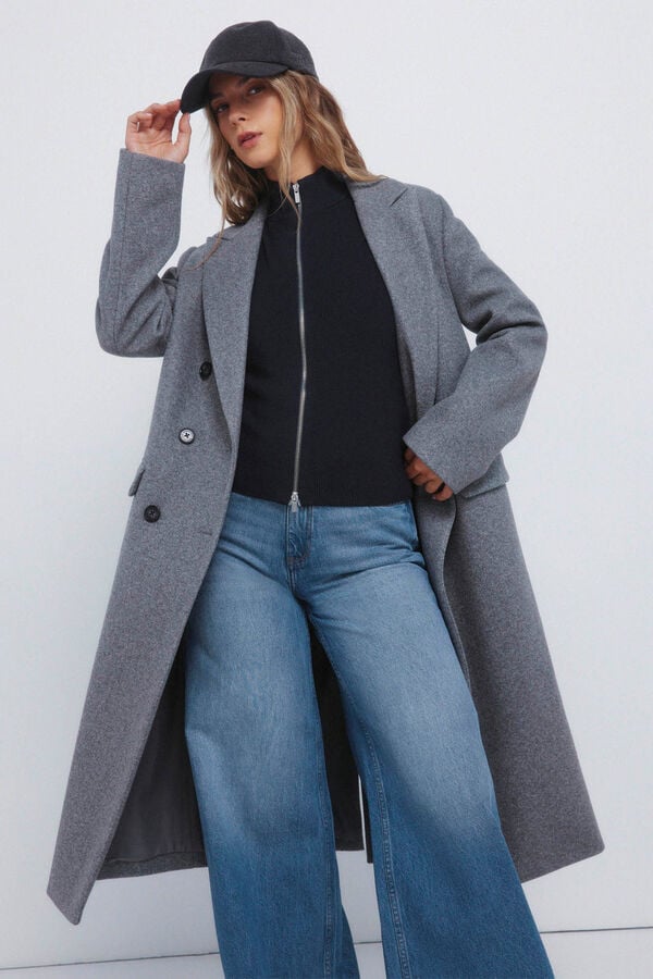 Springfield Sobretudo longo trespassado cinzento