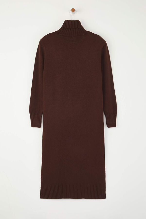 Trendyol Vestido midi gola alta com abertura cru