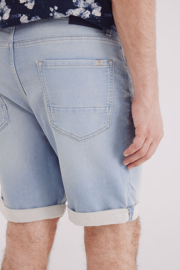 Springfield Bermuda denim slim fit de malha leve azul