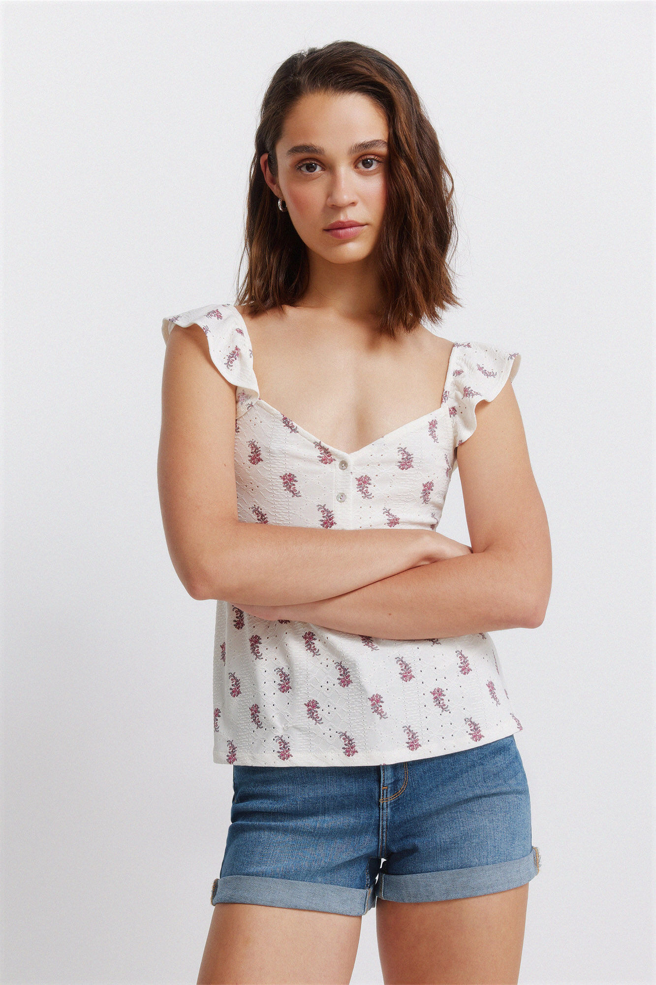 Springfield T-shirt al&ccedil;as com folhos