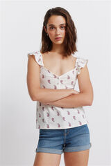 Springfield T-shirt al&ccedil;as com folhos bege