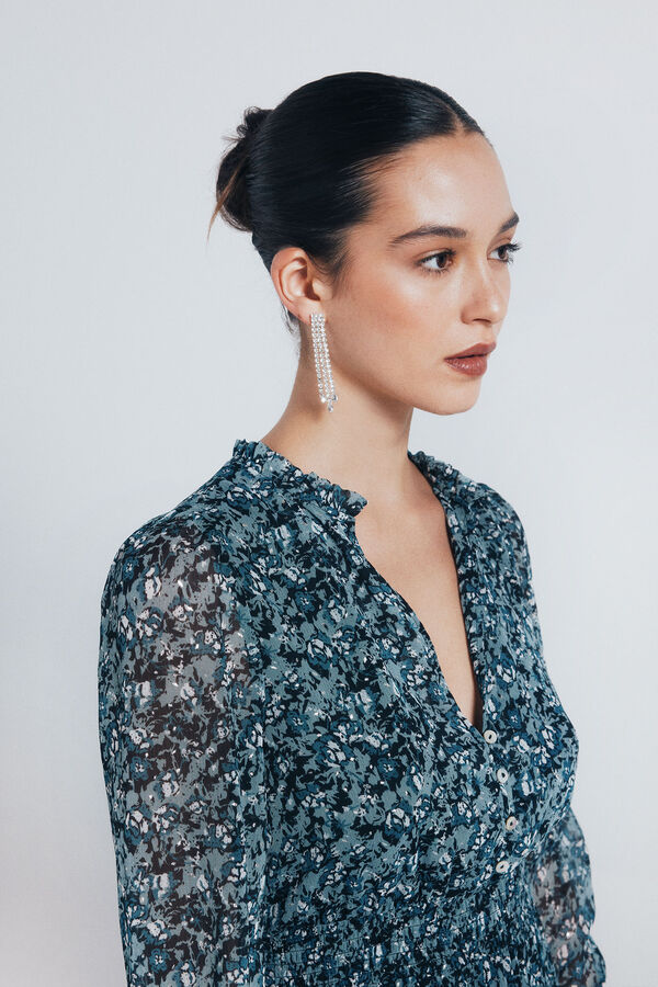 Springfield Vestido curto de chiffon  verde