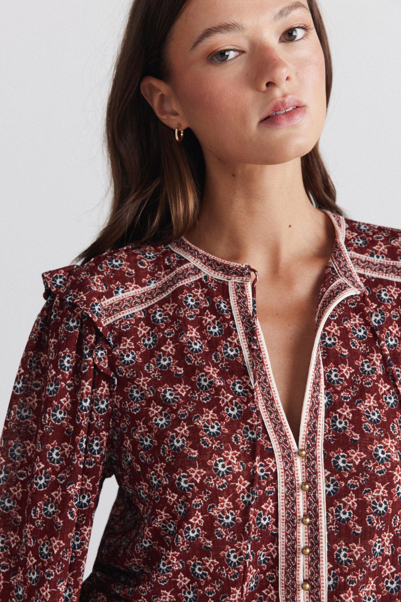 Springfield Blusa estampada com folhos