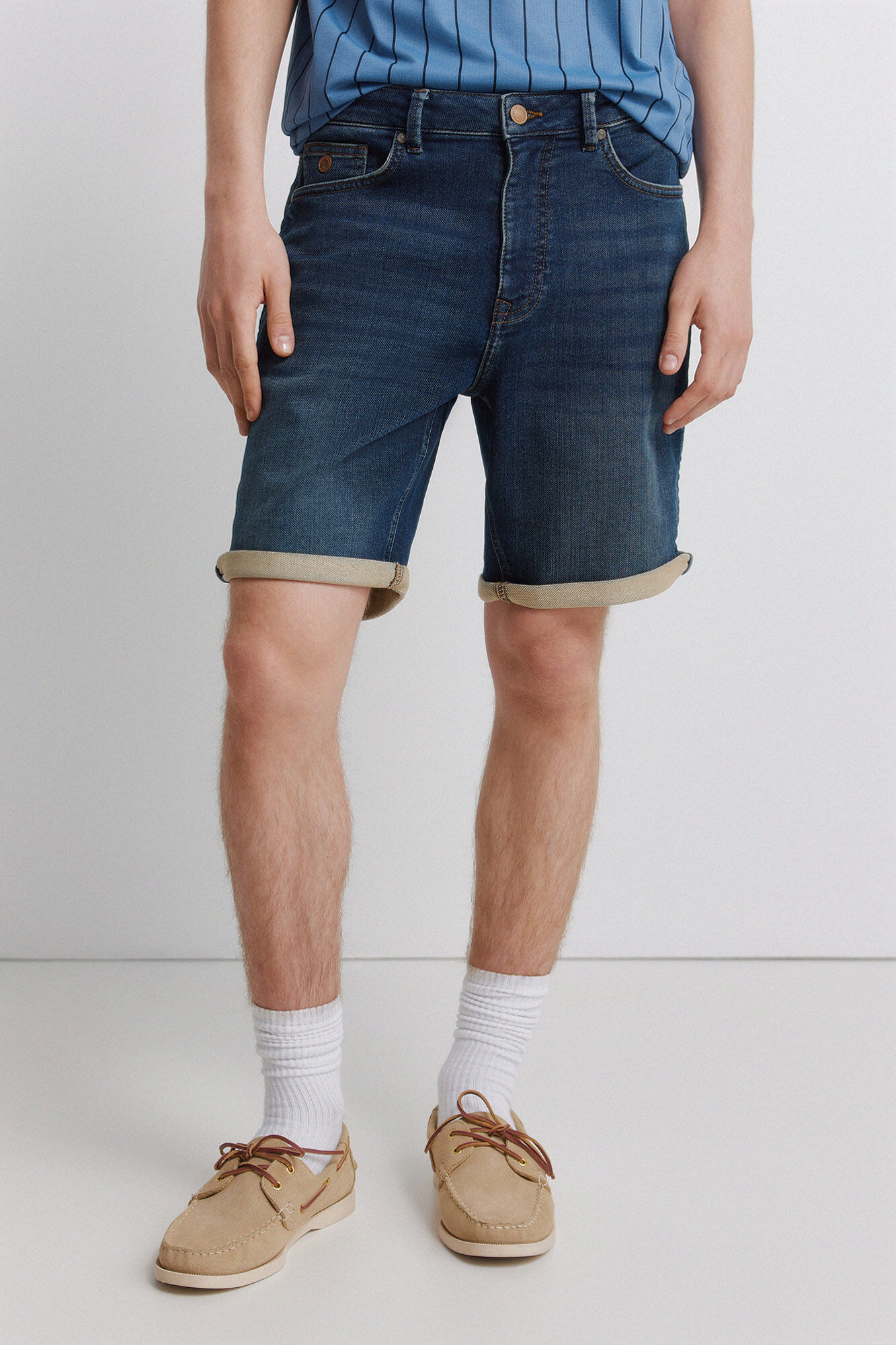 Springfield Bermudas jeans em malha denim escuro