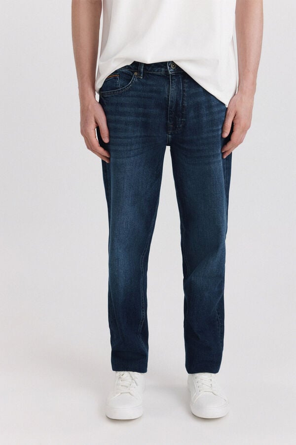 Springfield Jeans lavagem escura regular fit azul