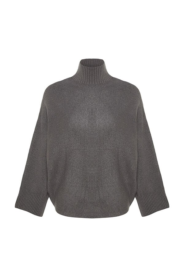 Trendyol Camisola larga de gola alta cinzento