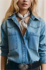Springfield Denim yoke shirt blue