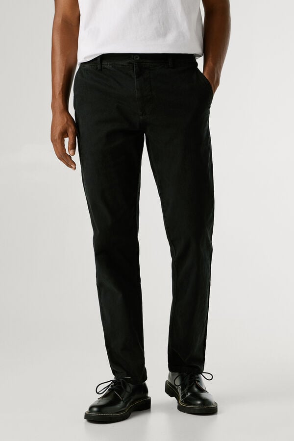 Pepe Jeans  Calças chino slim preto