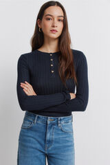 Springfield Camiseta canal&eacute; cuello botones azul