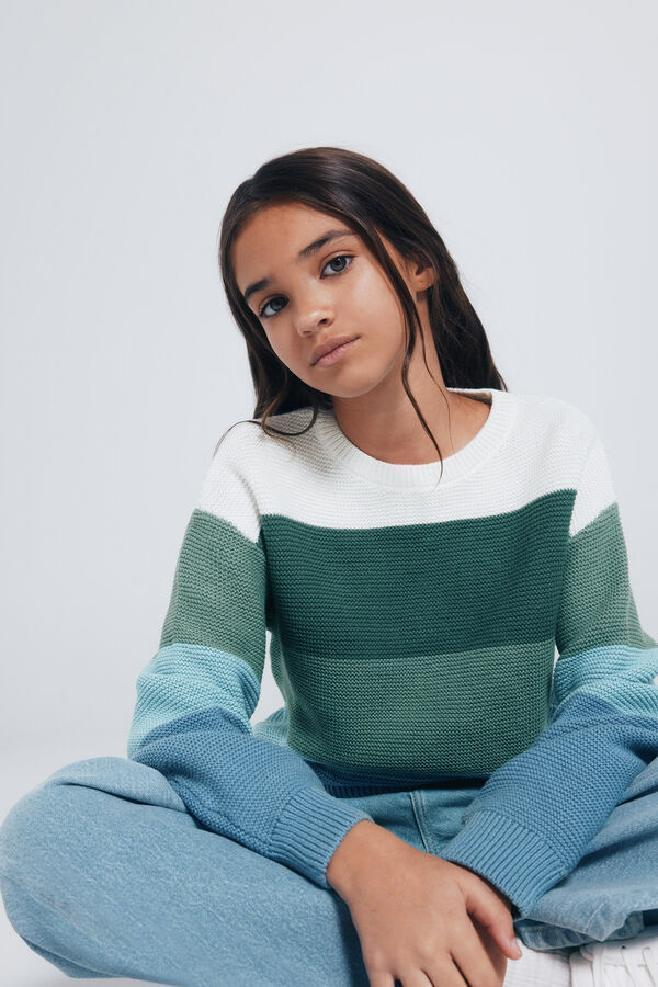 Springfield Kids Camisola às riscas para menina verde