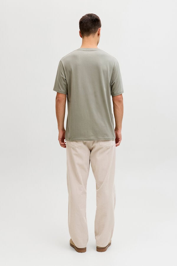 Jack & Jones T-shirt manga curta em algod&atilde;o bege