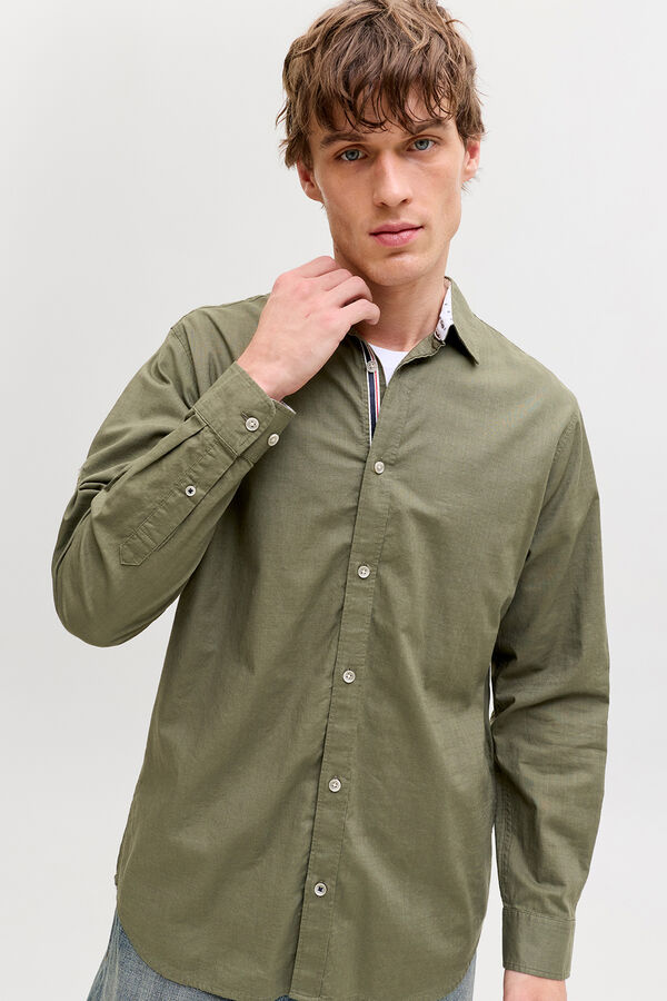 Jack & Jones Camisa manga comprida em algod&atilde;o cru