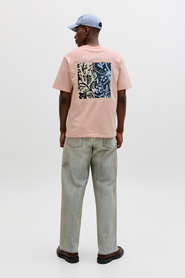Jack & Jones T-shirt regular com estampado nas costas rosa