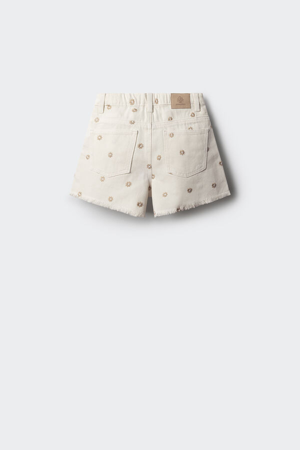 Springfield Kids Shorts denim florais para meninas branco