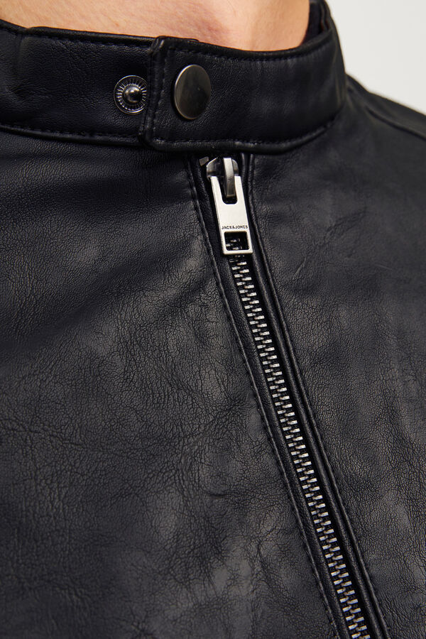 Jack & Jones Blusão com efeito de couro preto