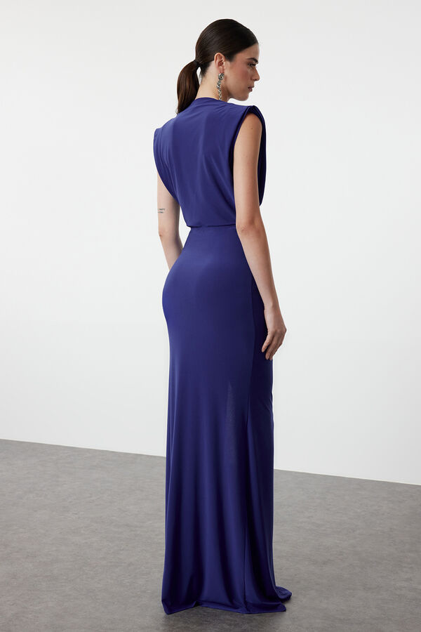 Trendyol Vestido longo drapeado azul