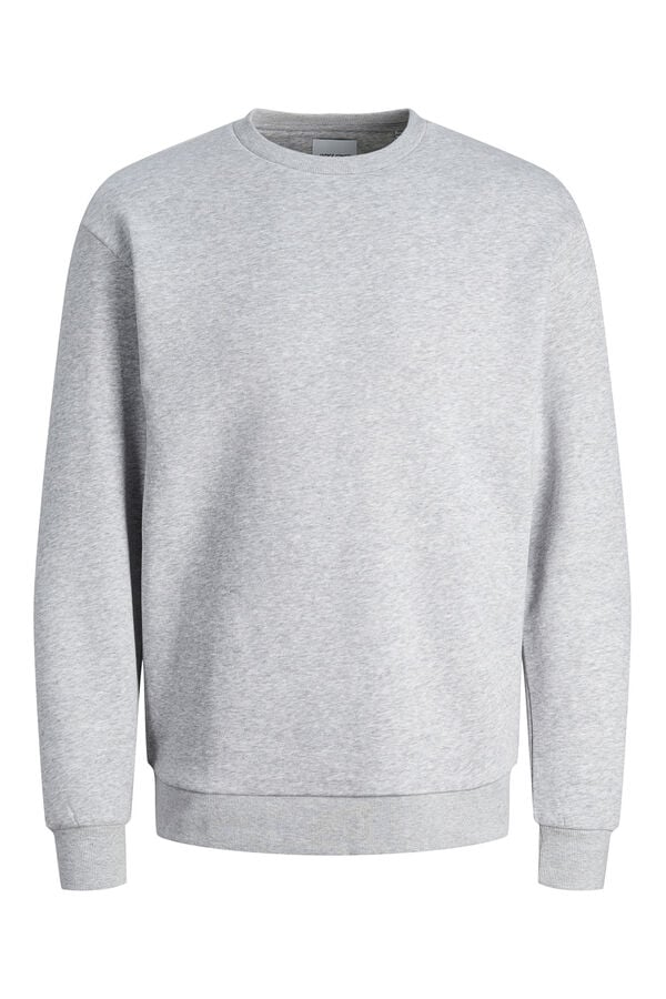 Jack & Jones Sweatshirt básico com gola redonda cinzento