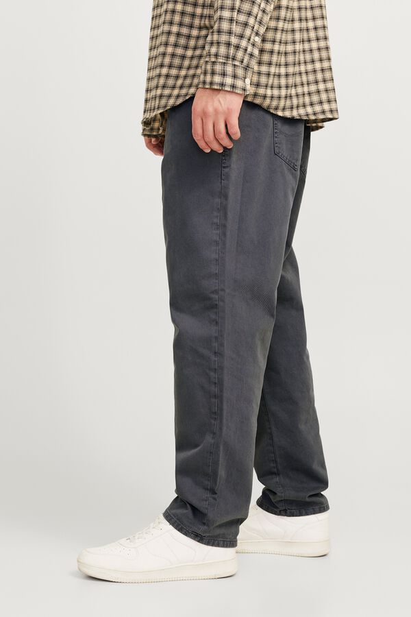 Jack & Jones PLUS Cal&ccedil;a baggy em algod&atilde;o cinzento