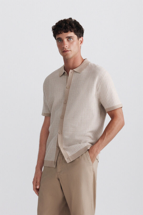 Springfield Casaco de malha em jacquard bege