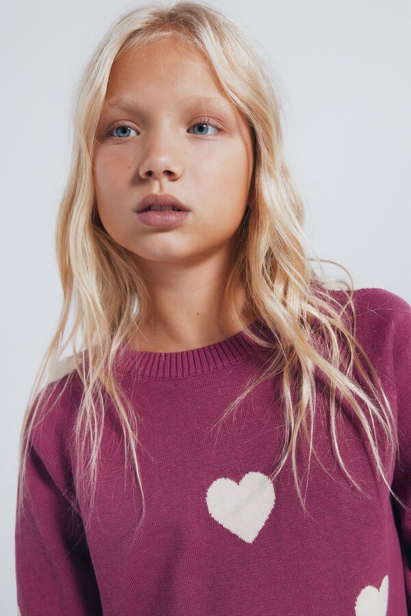 Springfield Kids Suéter de coração de menina rosa