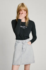 Pepe Jeans  Camiseta básica manga larga logo frontal negro