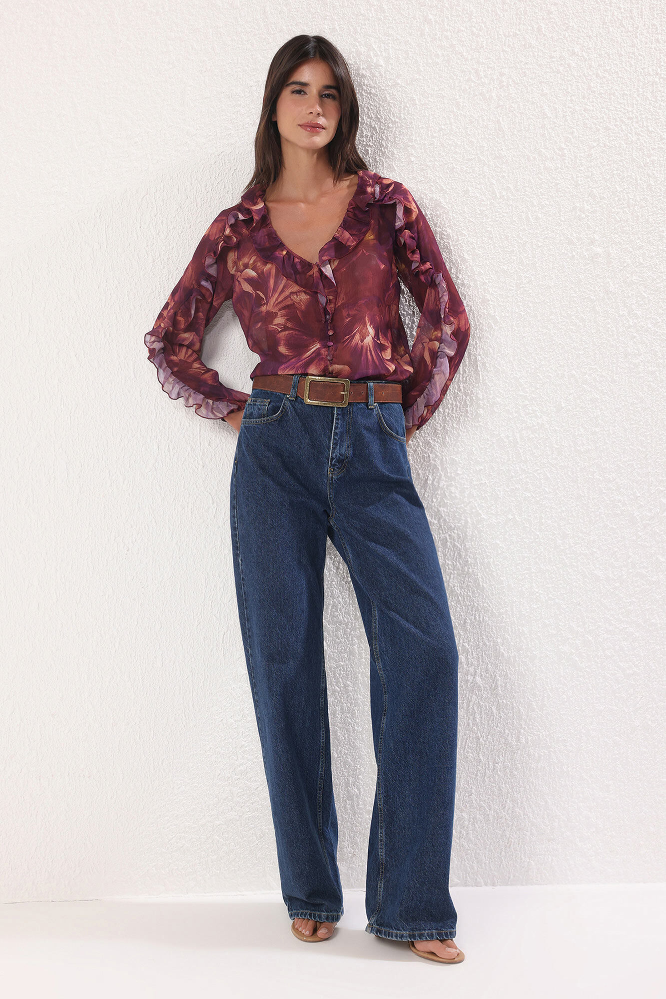 Trendyol Blusa fluida com folhos